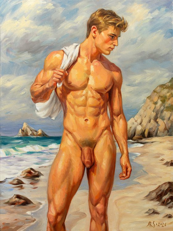 NUDE MAN ON THE BEACH