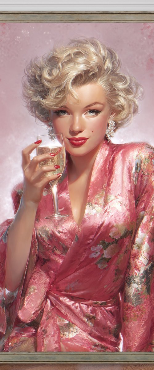 Marilyn Monroe with Champagne by Yass Paints