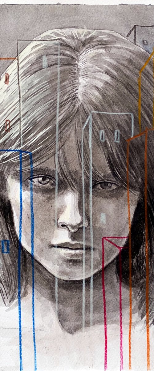 Girl and a city by paolo beneforti