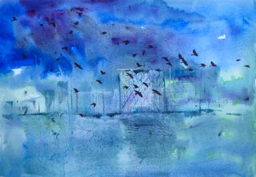 Urban Birds over city by Teresa Tanner