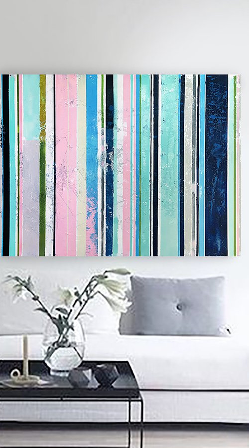 Stripes Painting 48x36" Abstract Art by Bo Kravchenko by Bo Kravchenko