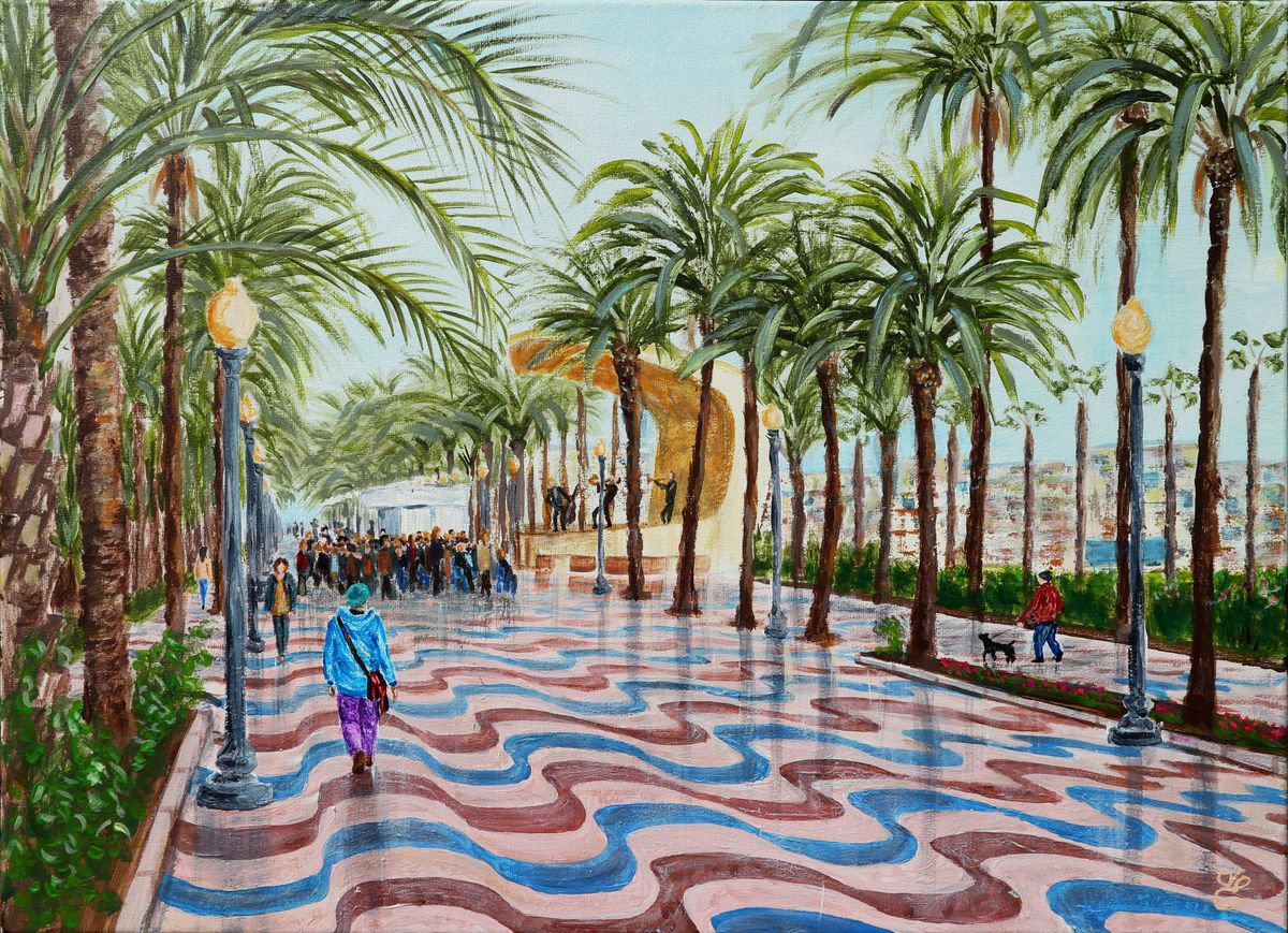 Photorealistic Landscape Acrylic Painting By Dmytro Yeromenko, 22 X 16, Autumn Jazz On The Esplanade, 55*40, Original Artwork