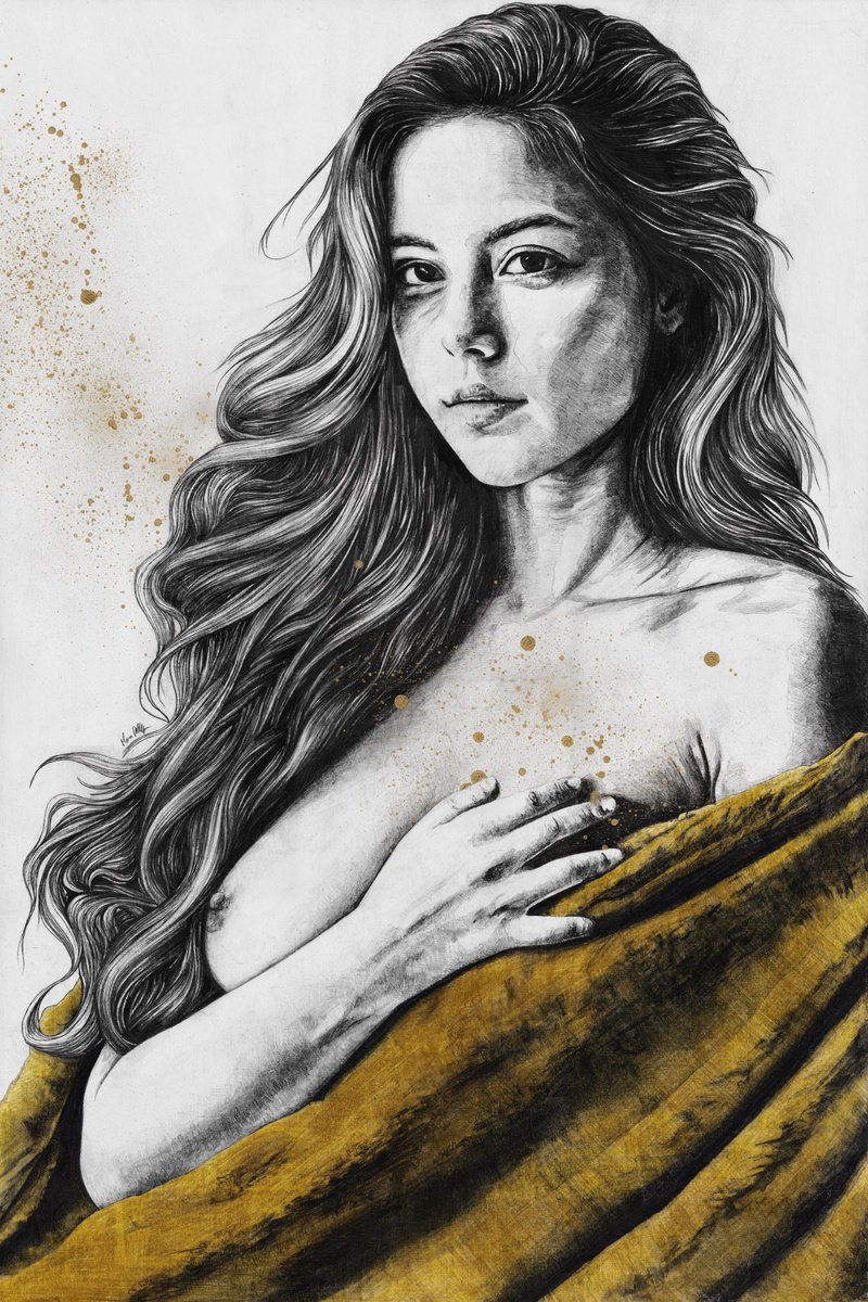 Expressive Portrait Pencil Drawing By Marco Paludet, 24 X 35", A Hell To Pay, Original Artwork