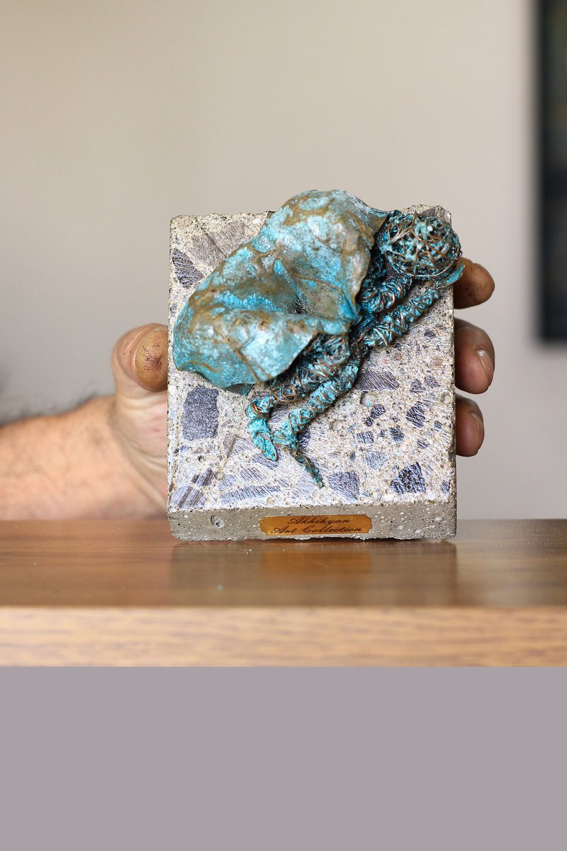 Abstract Portrait Sculpture By Karen Axikyan, 4 X 4", Loneliness, Original Artwork