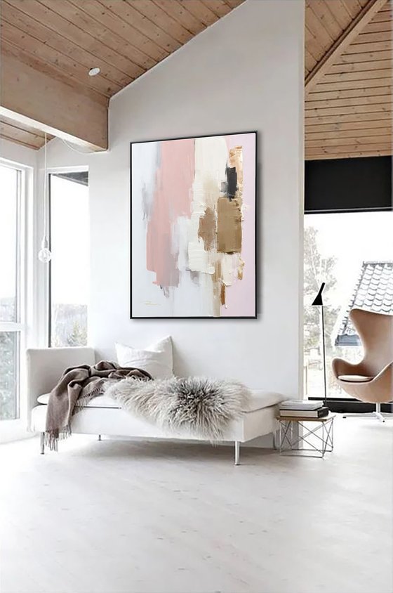 Blush Pink and Gold Abstract