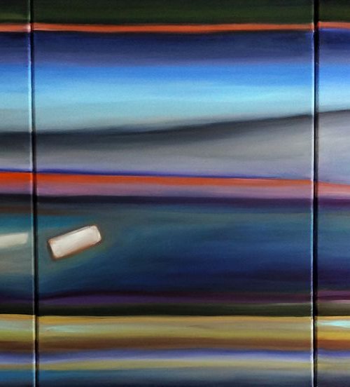 Blue Horizon _ Large  Abstract_150x70cm (59"x27.5") by Celine Baliguian