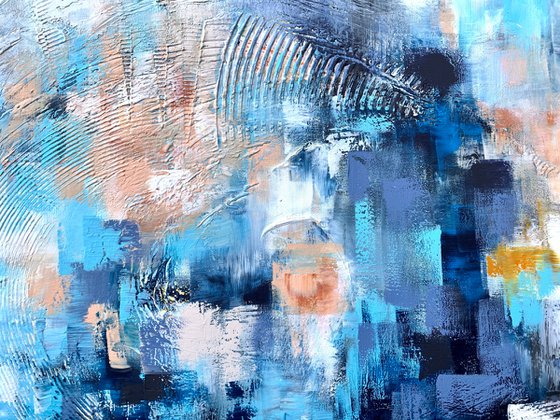 Mysterious Blue - XL LARGE,  TEXTURED ABSTRACT ART – EXPRESSIONS OF ENERGY AND LIGHT. READY TO HANG!