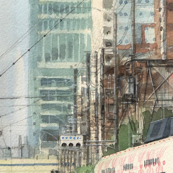 Trams and buses on urban tracks