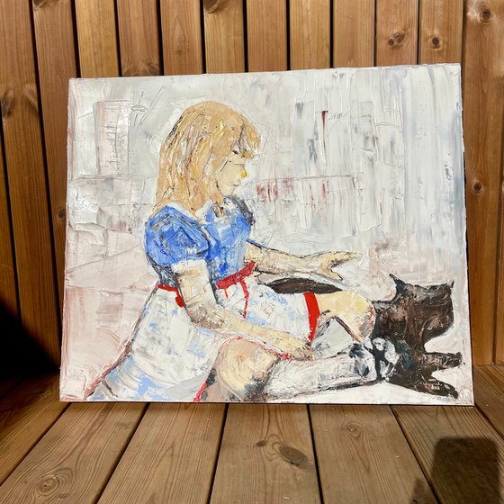 Little girl with cat