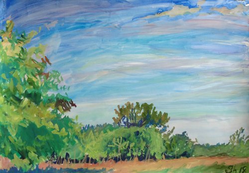 Outside the city. Gouache on paper. 61 x 43 cm by Alexander Shvyrkov