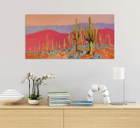 Warm Evening, Saguaros