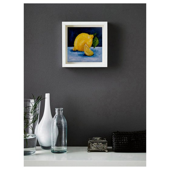 Lemon Painting Original Art Fruit Artwork Citrus Wall Art Kitchen Still Life