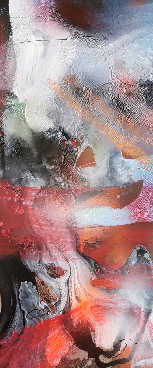 Opium icecream and a lot of love large unique abstract painting on wood by master Kloska by Kloska Ovidiu