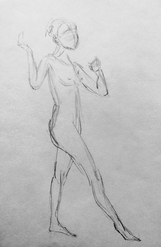 Nude. Original pencil drawing.