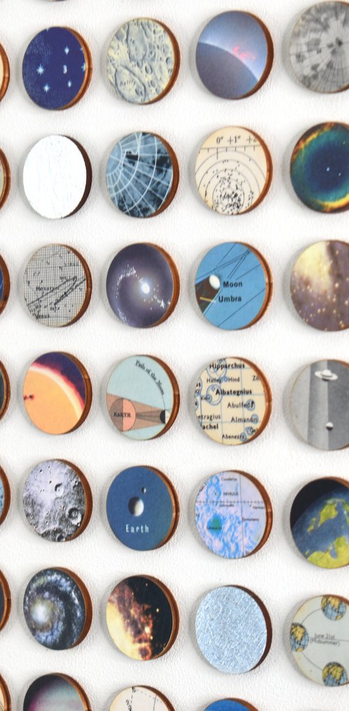 Space Original paper and wood collage with silver by Amelia Coward