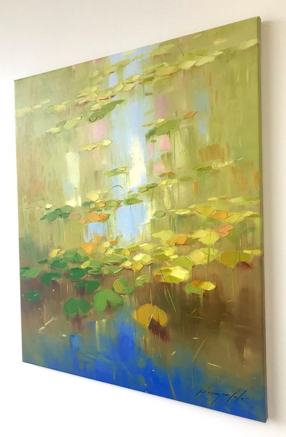 Waterlilies, Original oil Painting, Impressionism, Handmade artwork, One of a Kind