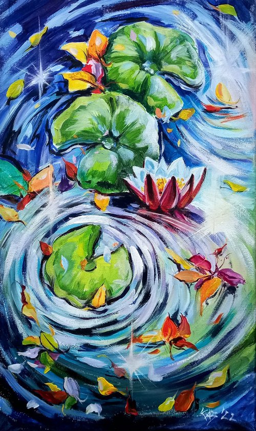 Water lilies with colorful leaves by Kovács Anna Brigitta
