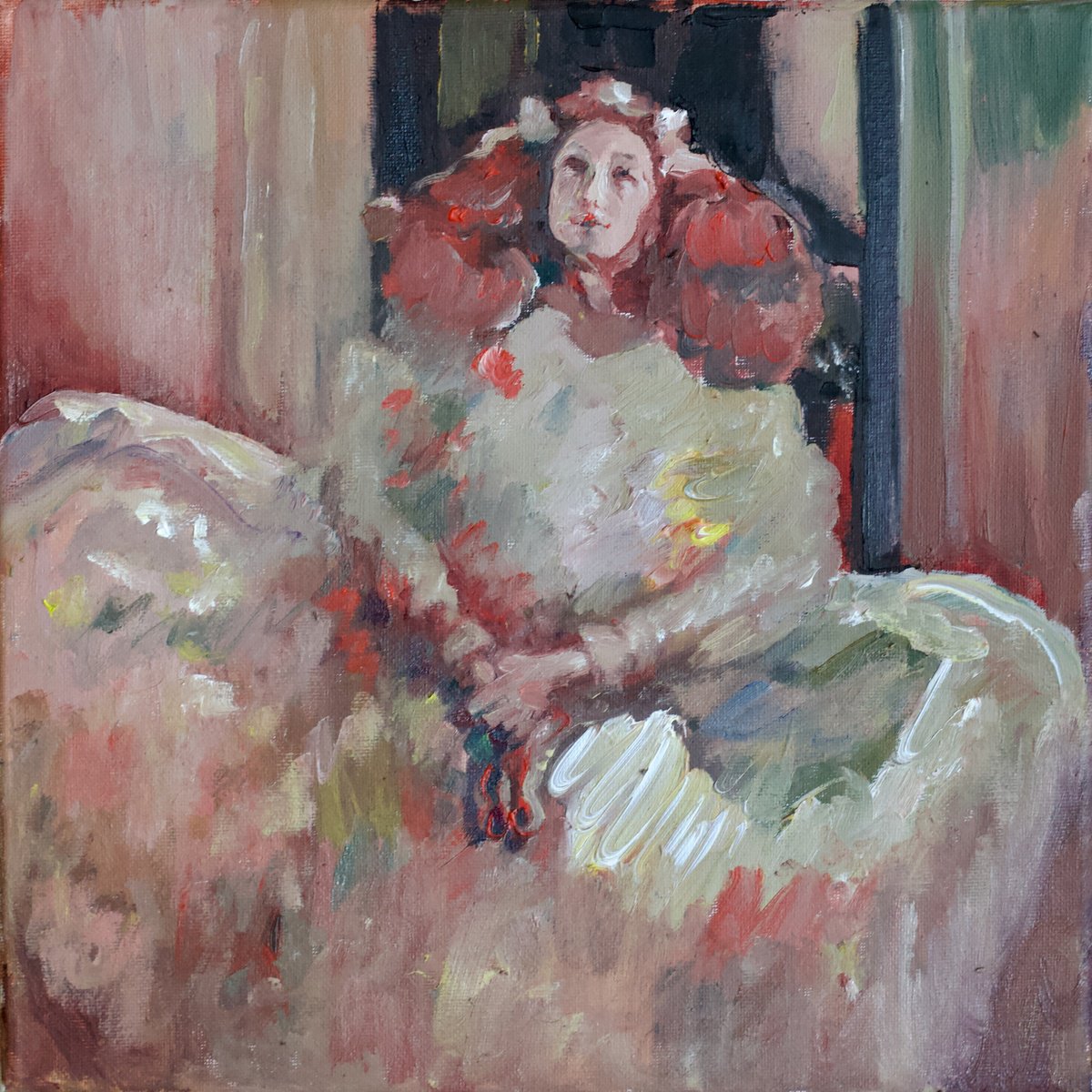 Impressionistic Portrait Oil Painting By Marina Skepner, 12 X 12", 100, Original Artwork