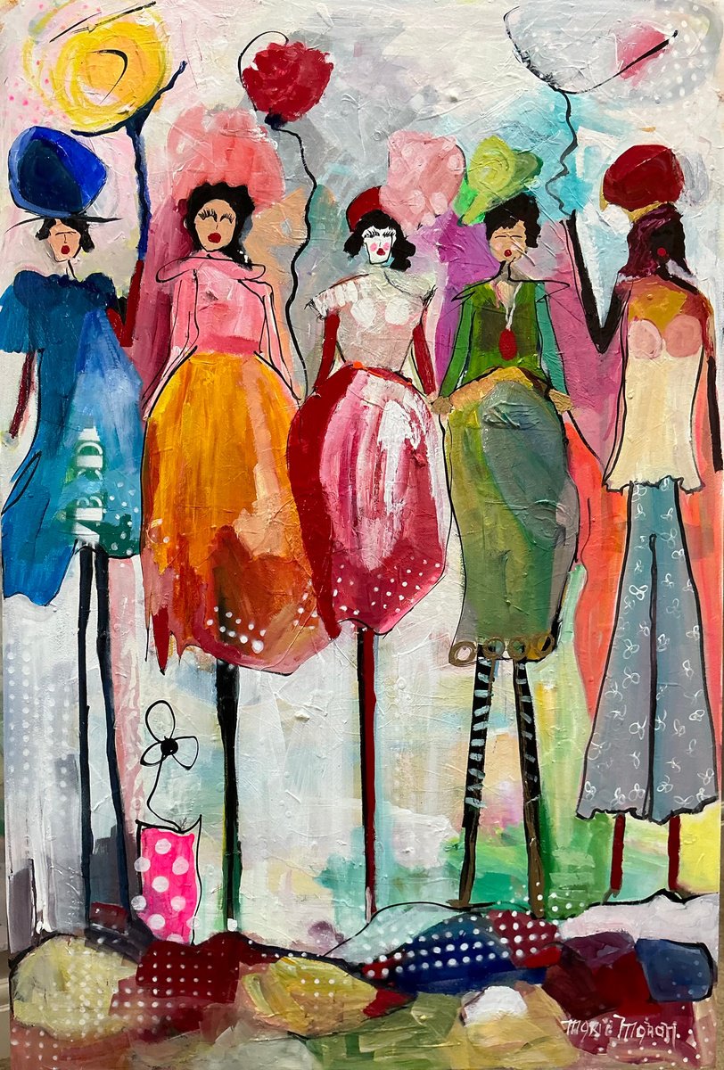 Impressionistic Portrait Oil Painting By Marie Manon, 24 X 36", The Sky Is The Limit, Original Artwork