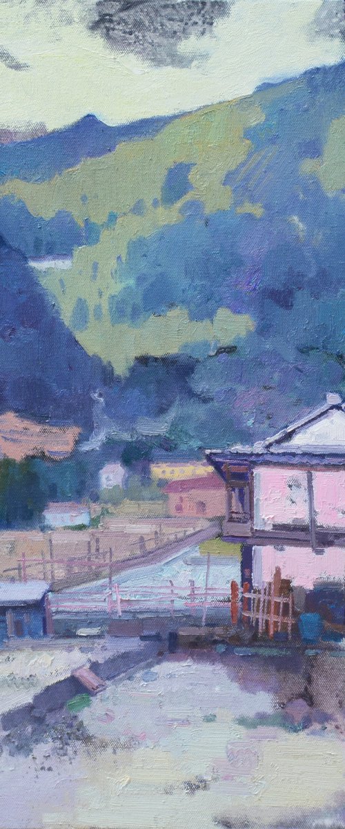 Landscape oil painting:Chinese village 102 by jianzhe chon