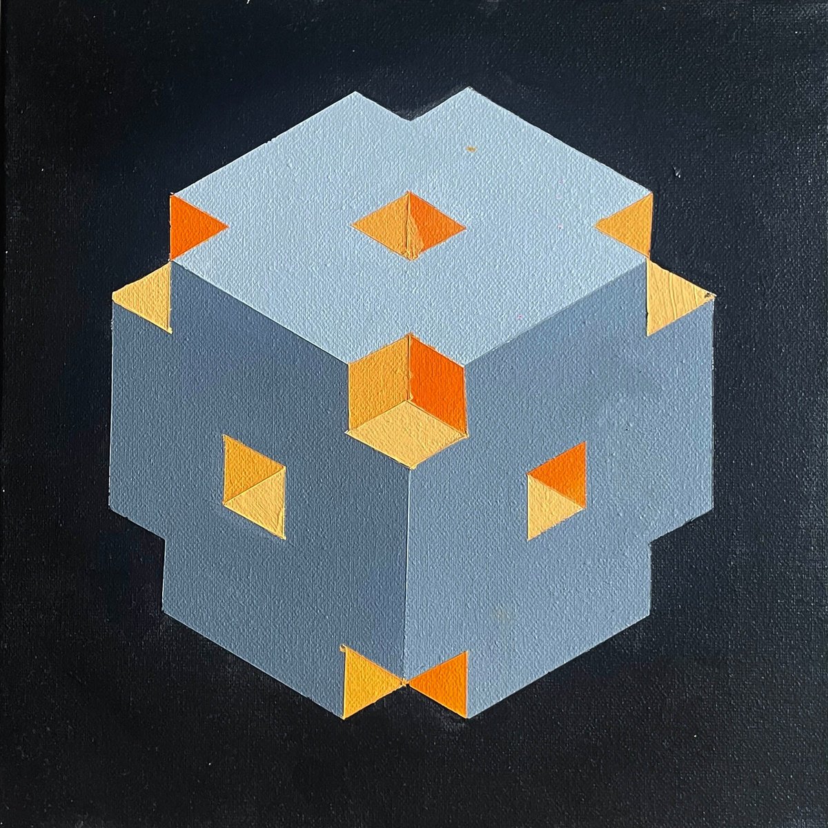 Geometric Abstract Acrylic Painting By Dominic Joyce, 12 X 12, Inconsistant Isotope, Original Artwork