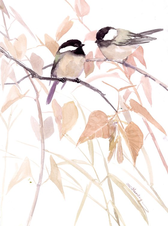 Chickadee Birds in the Fall