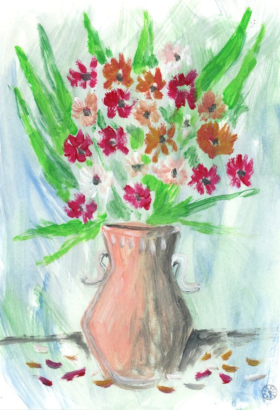 Flowers In A Clay Vase