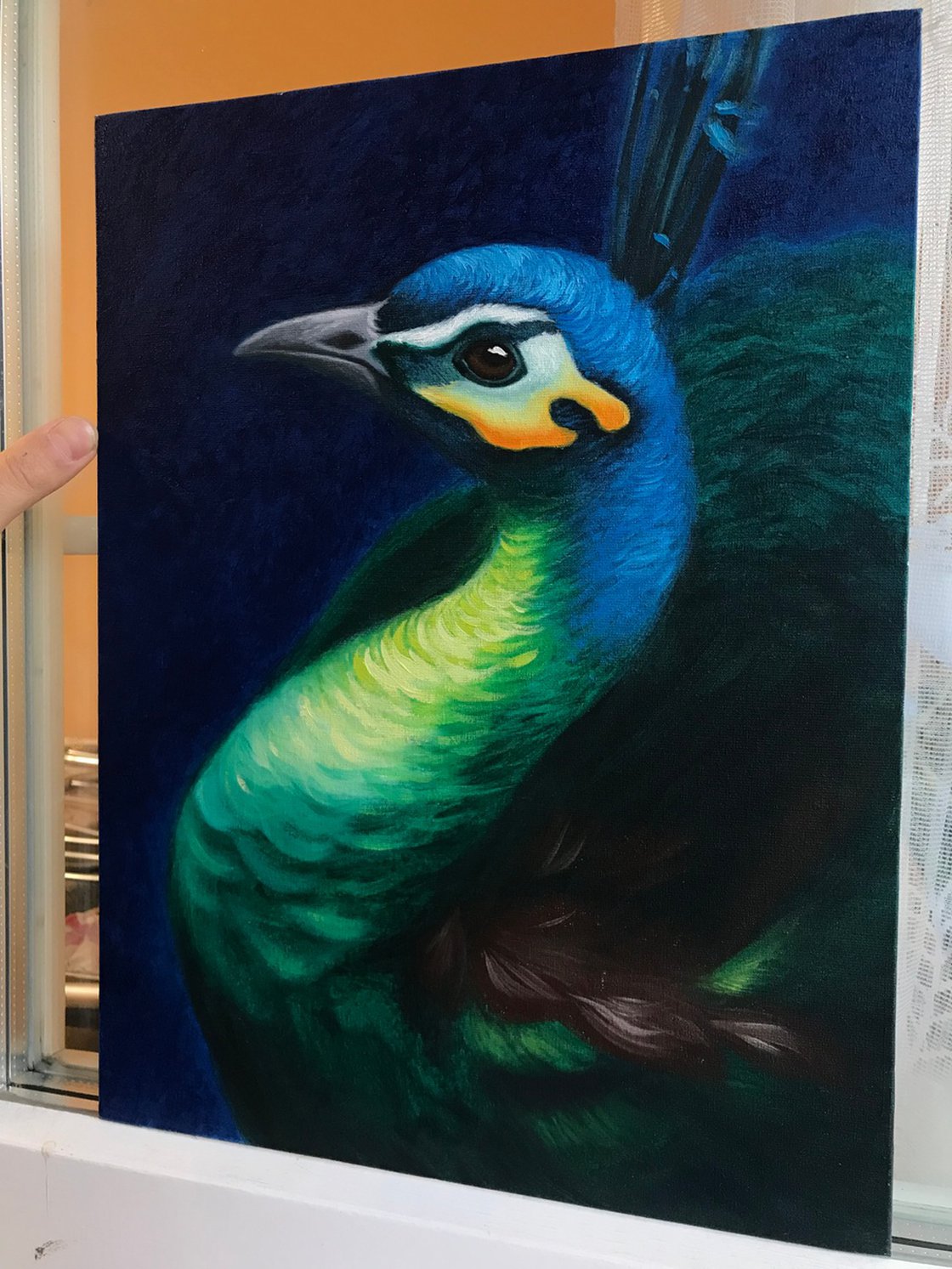 Original Oil Painting - Peacock by Kakajan Charyyev