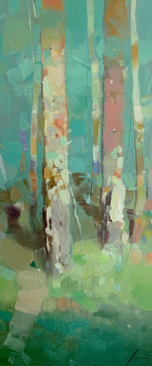 Birches, Original oil painting, Handmade artwork, One of a kind by Vahe Yeremyan