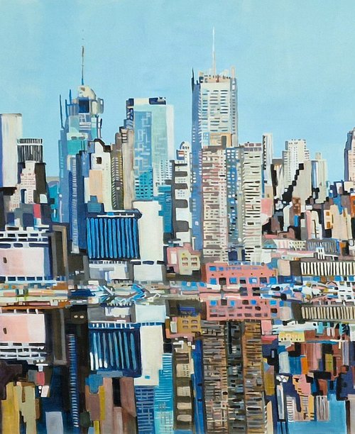 Urban Skyline Reflection New York by Alexandra Djokic