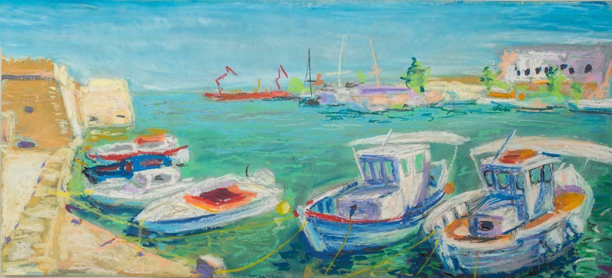 Boats in Crete by Vlada Lisowska