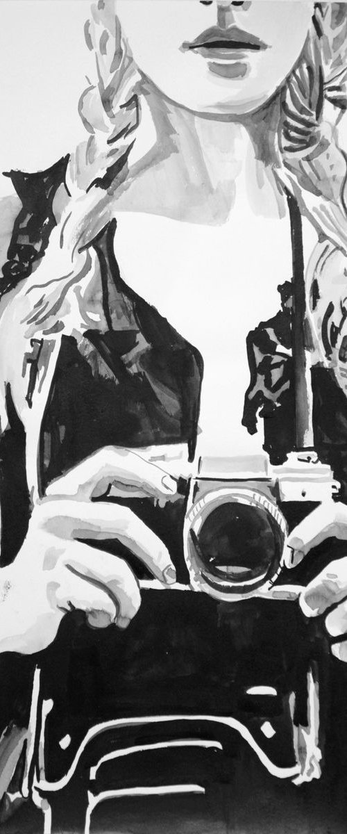 Girl With A Camera # 2 / 42 x 29.7 cm by Alexandra Djokic