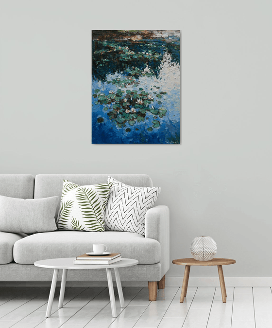 Water Lilies - Original Oil painting - FREE SHIPPING