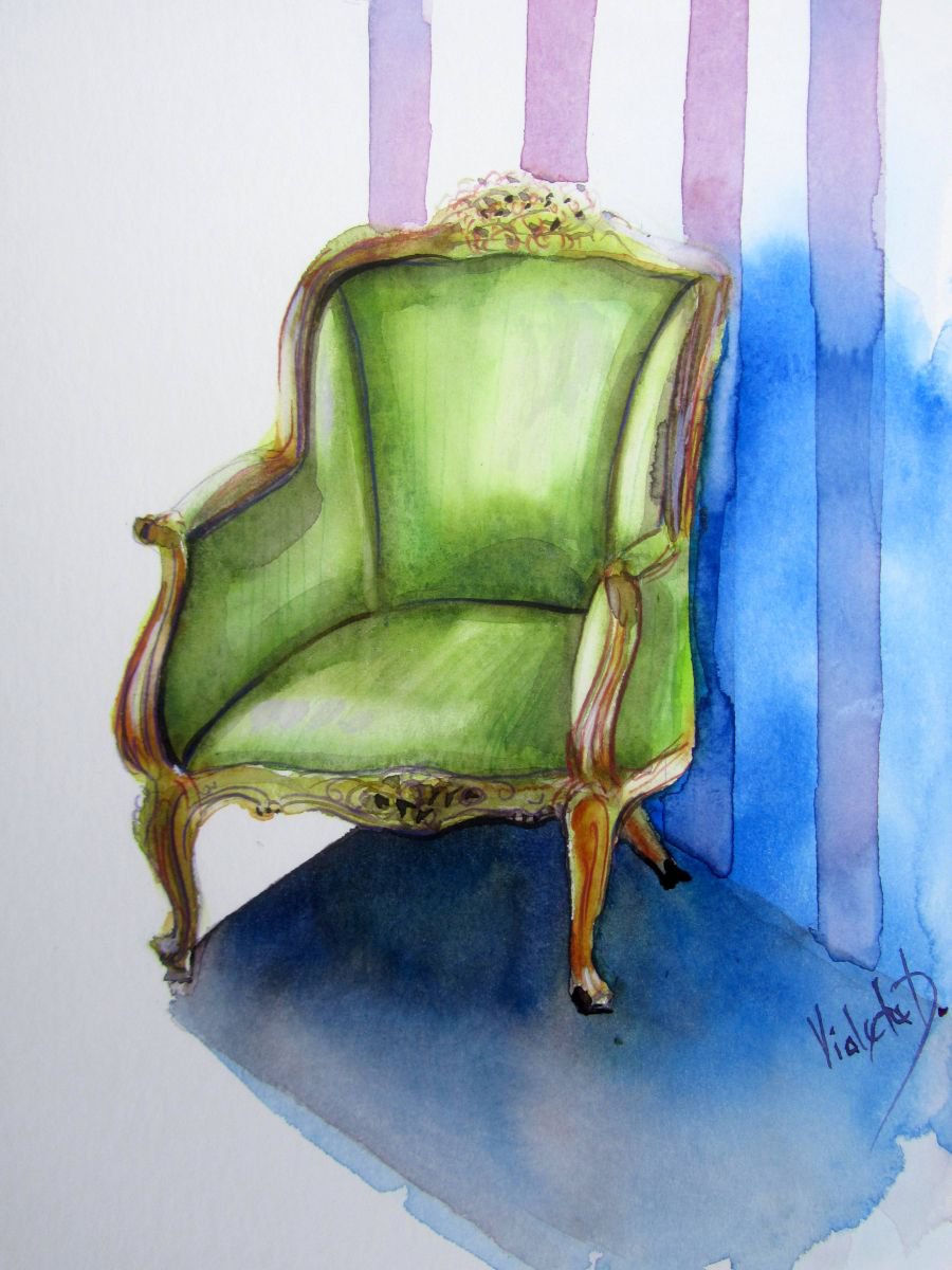The Armchair in Olive Green by Violeta Damjanovic-Behrendt