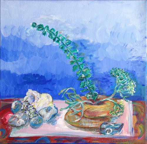 Still Life with Sea Shells and Plants by Nezabravka Balkanjieva