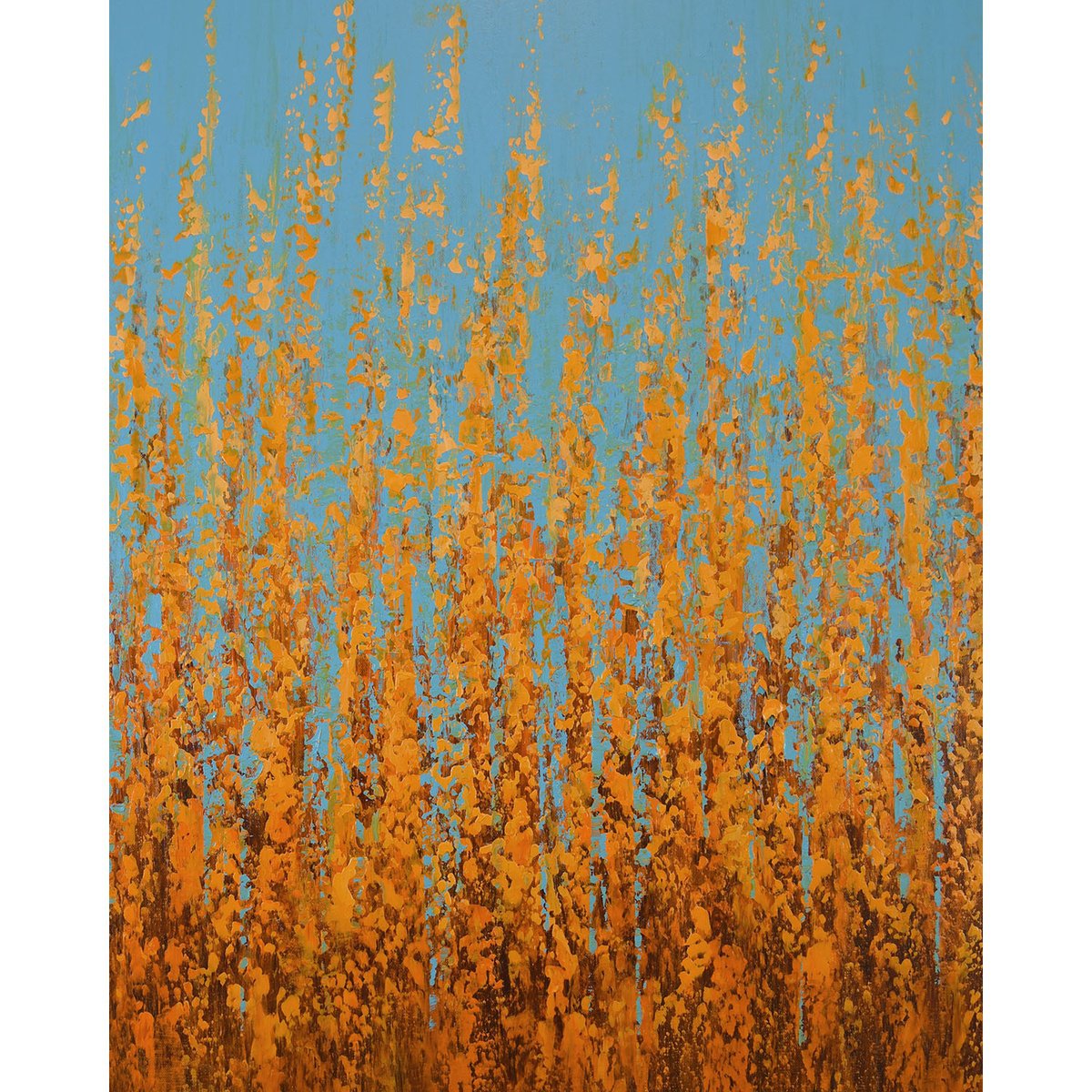 Expressive Abstract Acrylic Painting By Suzanne Vaughan, 24 X 30", Autumn Orange - Color Field, Original Artwork