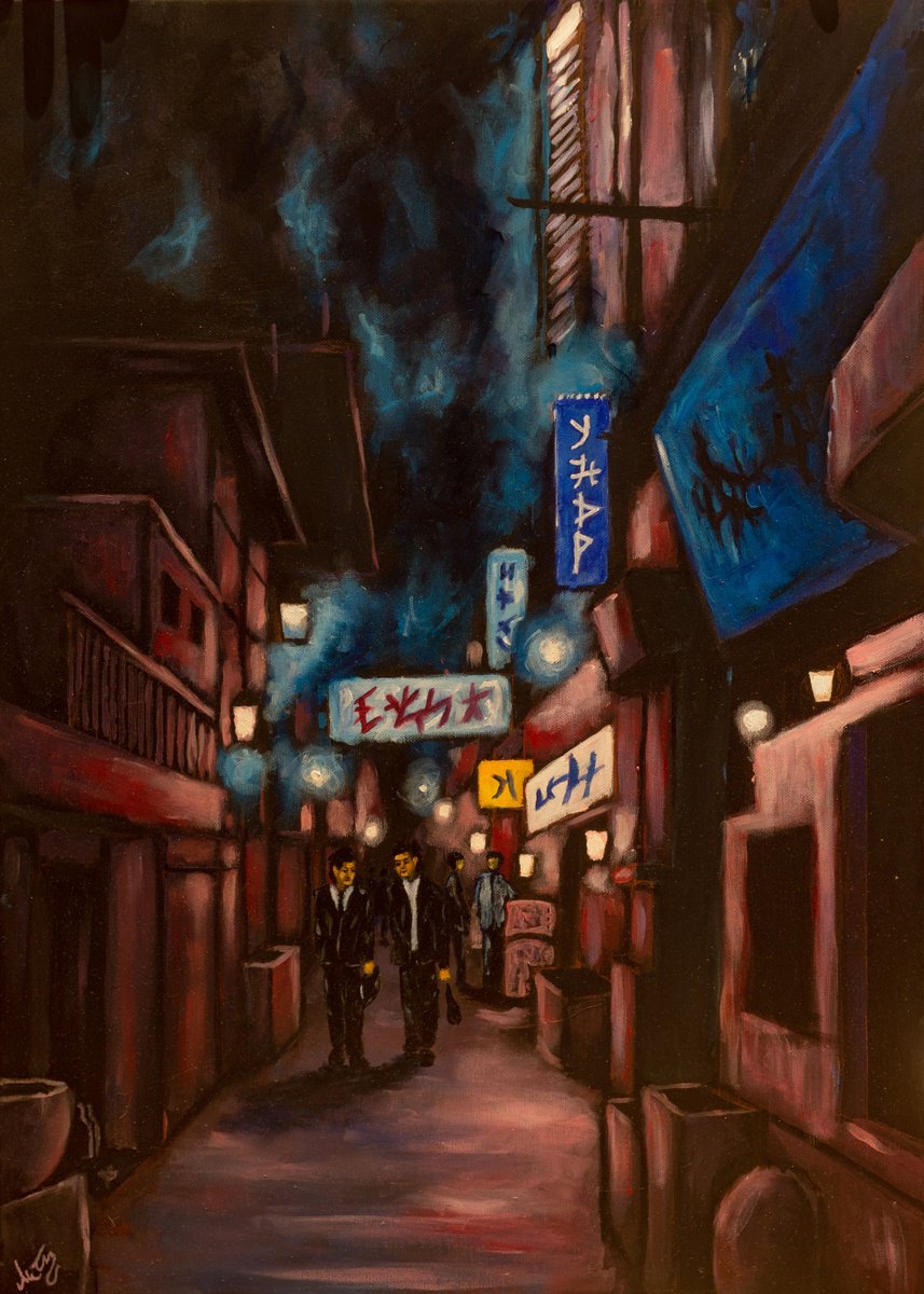 Urban And Pop Cityscapes Acrylic Painting By Tiziano Marasco, 20 X 28", Saraimen, Original Artwork