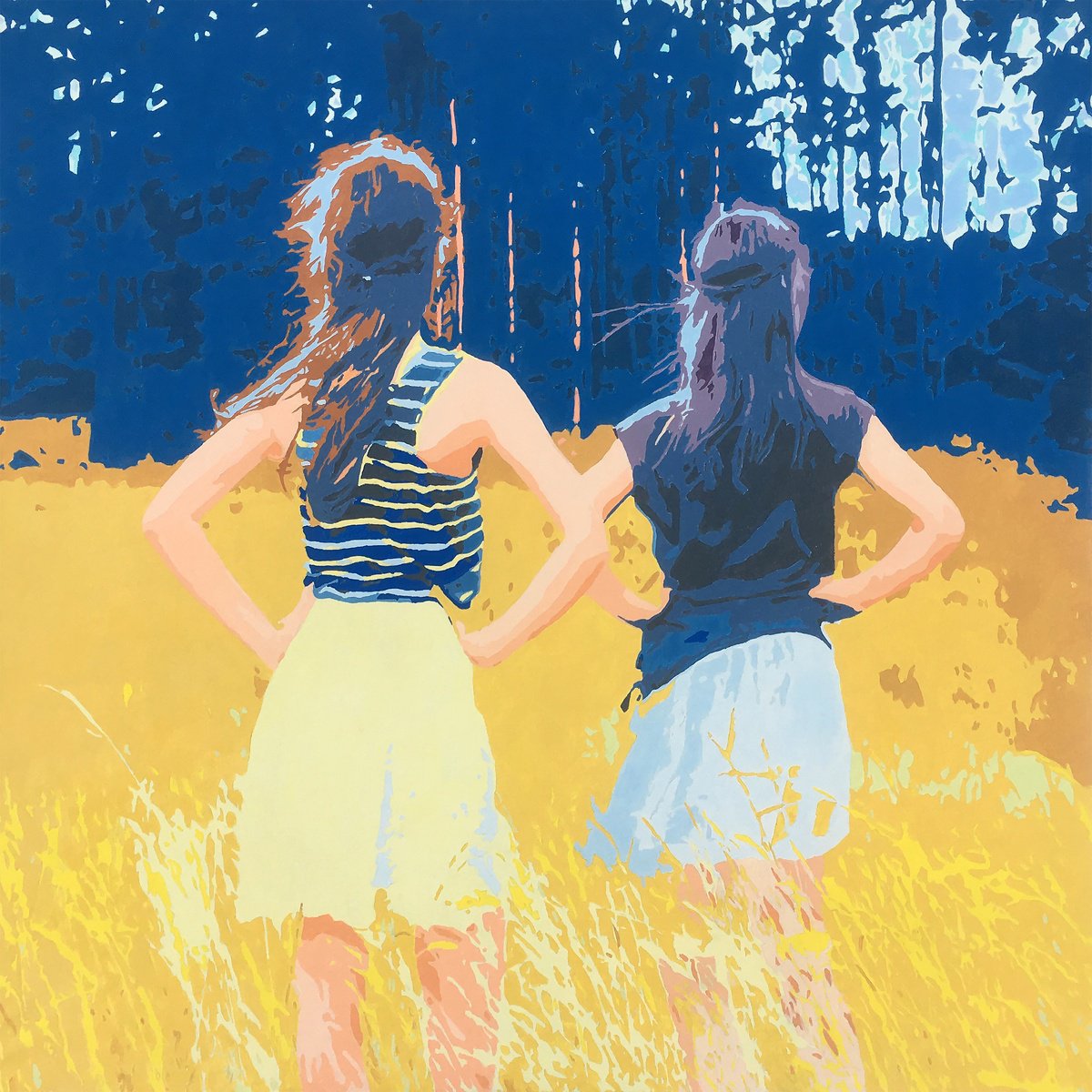 Impressionistic Portrait Acrylic Painting By Kosta Morr, 39 X 39", Two, Original Artwork