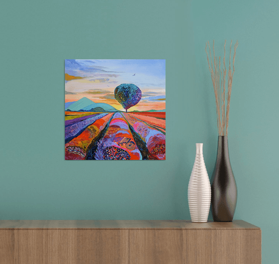 "Sunrise Over Purple Fields"