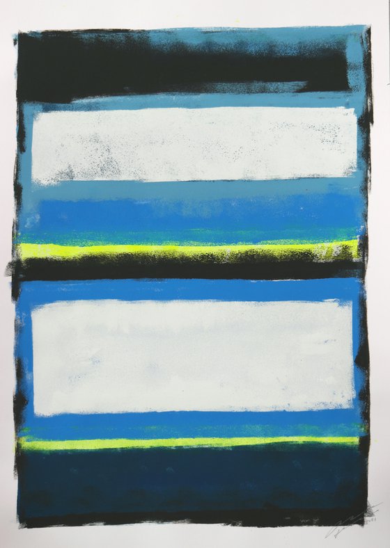 Blue Blocked -  Art on paper - A2 - 42cmx59,4cm - Ronald Hunter 2M