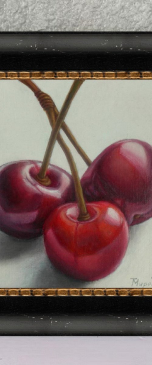 "Trio", cherry painting by Tatyana Mironova