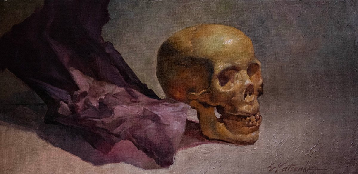 Still Life Oil Painting By Sergei Yatsenko, 24 X 12", The Brevity Of Being, Original Artwork