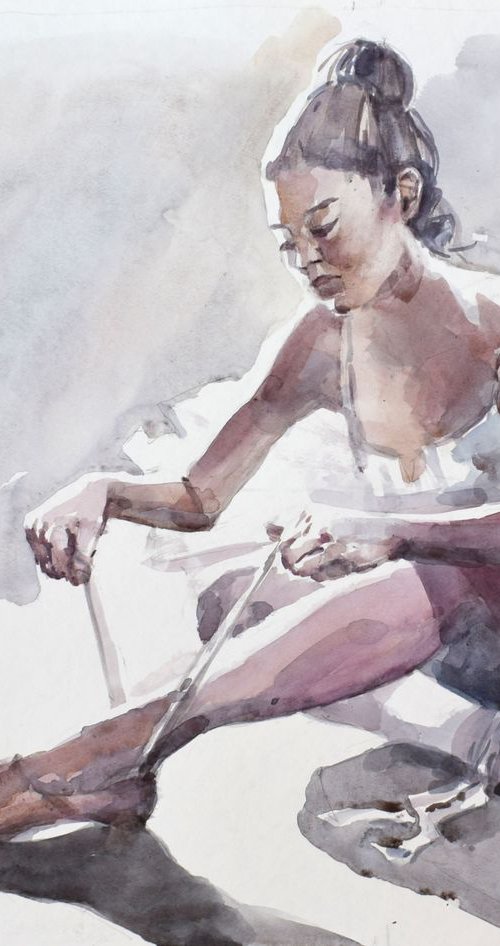 Ballerina before performance by Goran Žigolić Watercolors