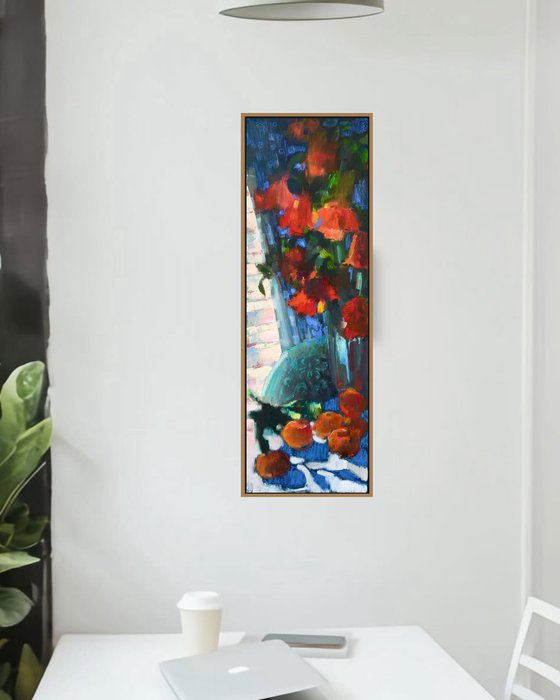 Colourful still life with oranges