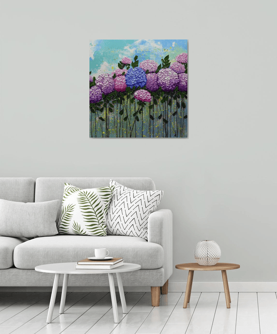 Hydrangeas Large Original Abstract Impasto Painting