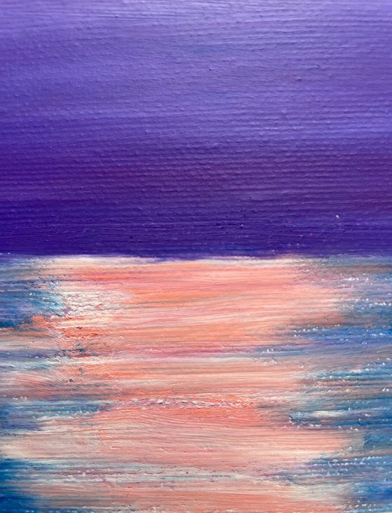 Sea Original Painting, Sunset Oil Pastel Drawing, Seascape Art, Pastel Home Decor