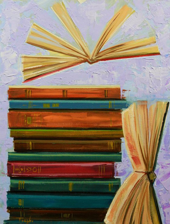 Reading a book Painting by Trayko Popov