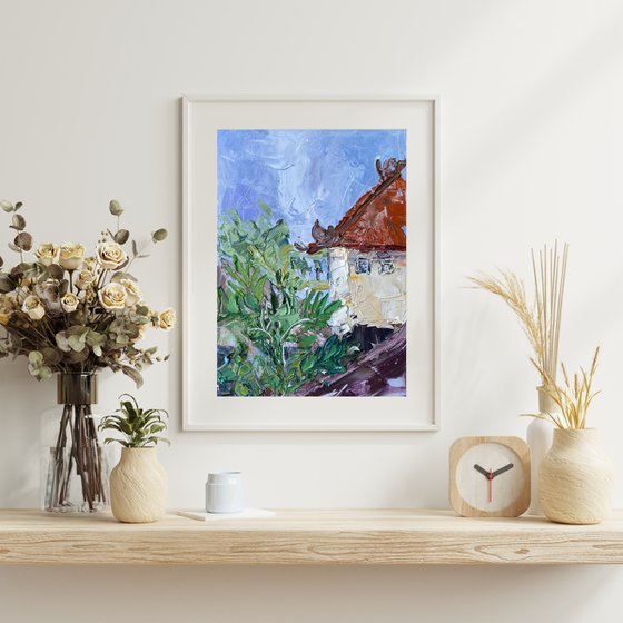 Bali Tropical House Oil Art
