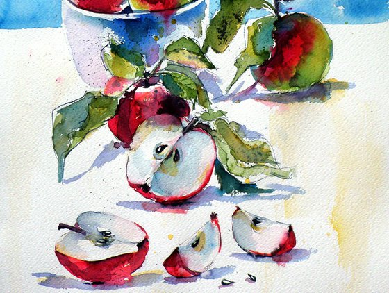 Apples on table