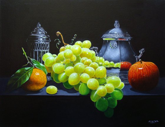 Grapes and silverware